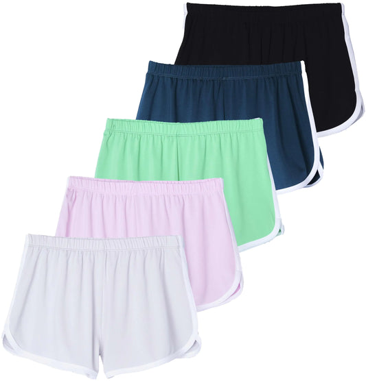 5 Pack Girls Dry Fit Dolphin Athletic Soccer Workout Running Shorts Teen Girls Kids Active Basketball Summer Pijamas Niñas 6-7