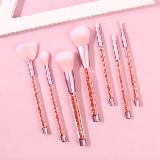 7-Piece Crystal Handle Makeup Brush Set - Diamond Series